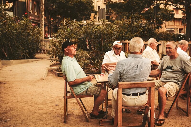 Group of older adults socialising with confidence and dignity